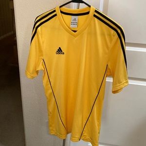 Adidas Yellow & Black Athletic Short Sleeve T Shirt 100% Polyester Size M